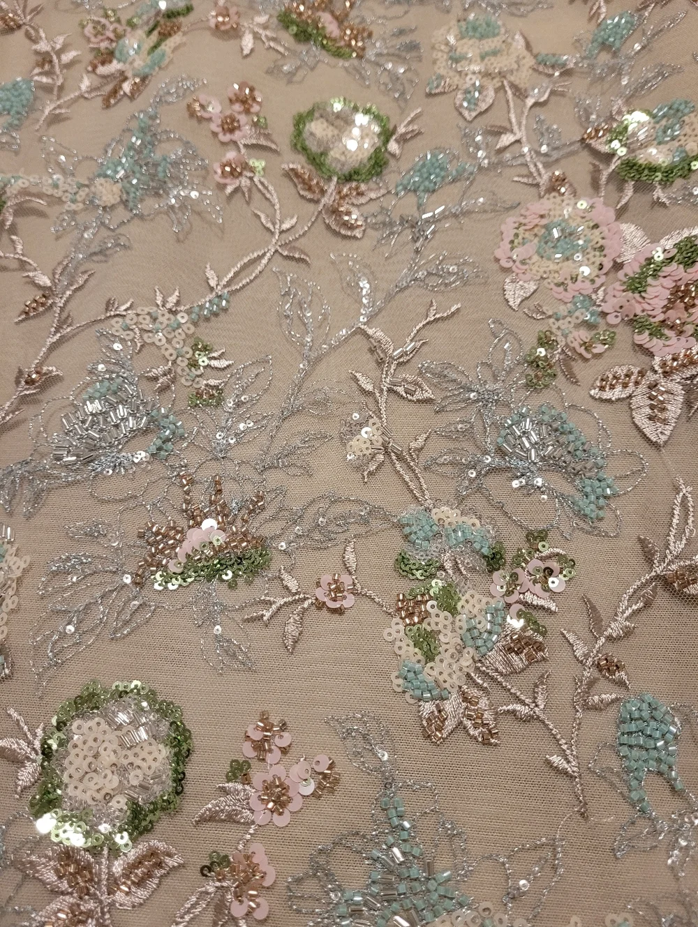 NWOT House of CB Taupe Embroidered Floral Mermaid Gown - Picture 14 of 15